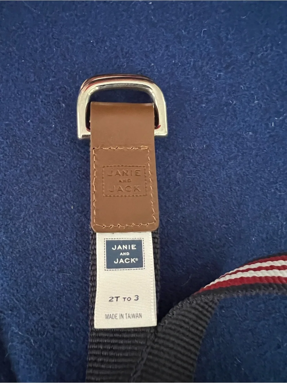 Janie and Jack Toddler Baby Boys Prep Navy Red White Striped Belt Size 2T to 3T